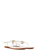 Woman White Accessory Toe-Post Sandals | Derimod