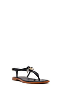 Woman Black Accessory-Embellished Toe-Post Sandals | Derimod