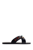 Woman Black Stone-Embellished Jelly Slipper | Derimod