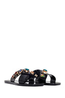 Woman Black Stone-Embellished Jelly Slipper | Derimod