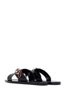 Woman Black Stone-Embellished Jelly Slipper | Derimod
