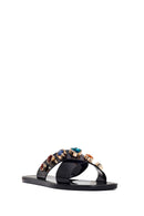 Woman Black Stone-Embellished Jelly Slipper | Derimod