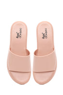 Woman Beige Thick-Soled Jelly Slippers | Derimod