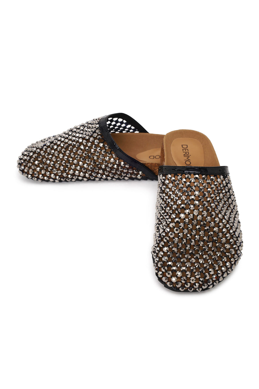 Woman Black Embellished Mule Slipper