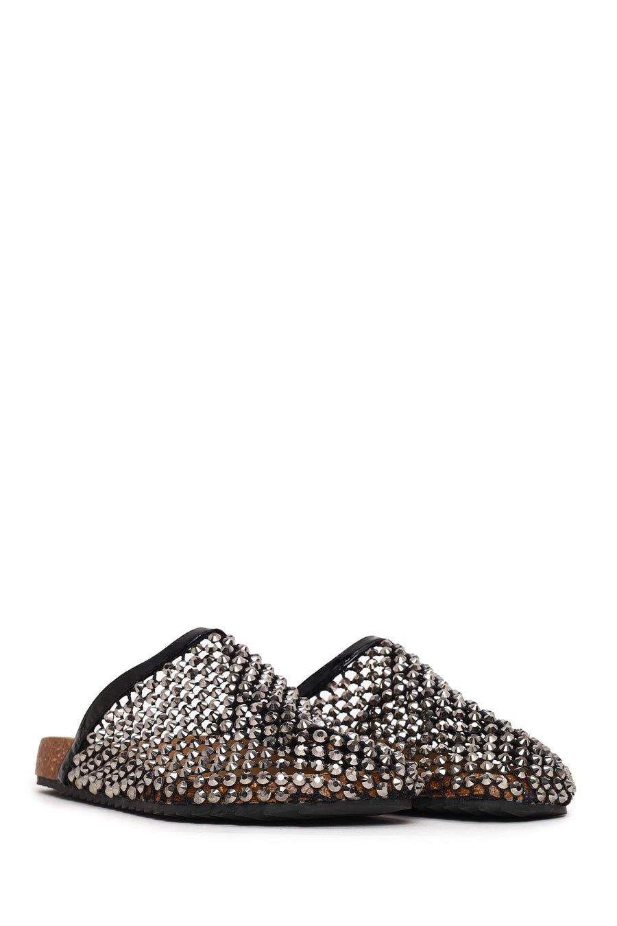 Woman Black Embellished Mule Slipper