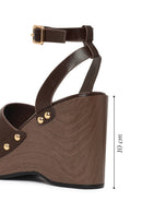 Woman Brown Ankle-Buckle Wedge-Heel Sandals | Derimod