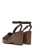 Woman Brown Ankle-Buckle Wedge-Heel Sandals | Derimod
