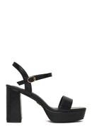 Woman Black Buckle Platform Chunky High-Heeled Sandals | Derimod