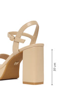 Woman Beige Buckled Platform Chunky High-Heeled Sandals | Derimod