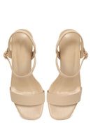 Woman Beige Buckled Platform Chunky High-Heeled Sandals | Derimod