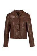 Jill Woman Brown Short Leather Jacket | Derimod