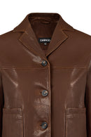 Jill Woman Brown Short Leather Jacket | Derimod