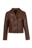 Jill Woman Brown Short Leather Jacket | Derimod