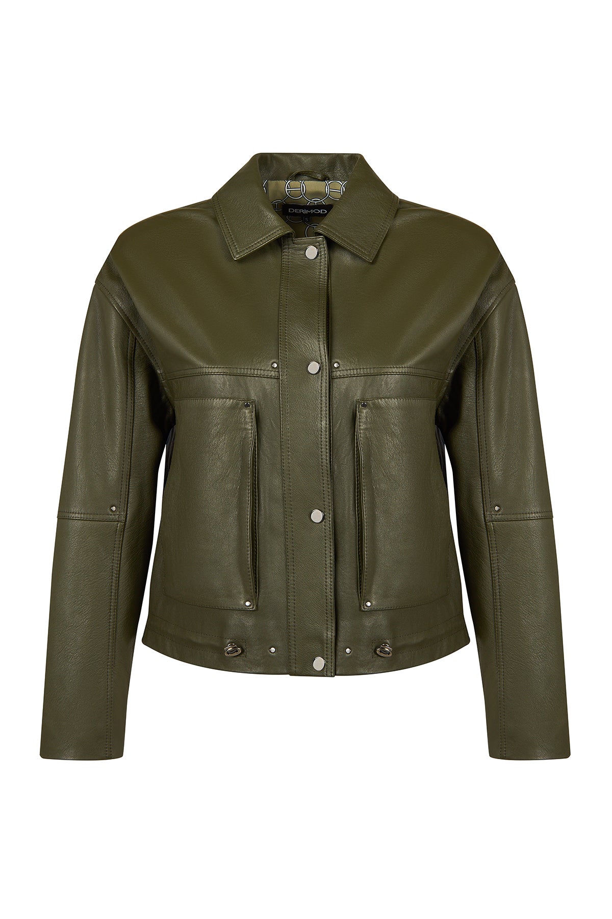 Madlen Kadın Yeşil Oversize Deri Ceket 26SGD5633S7 | Derimod