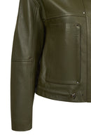 Madlen Kadın Yeşil Oversize Deri Ceket | Derimod