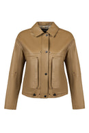 Madlen Woman Brown Oversize Leather Jacket | Derimod