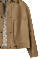 Madlen Woman Brown Oversize Leather Jacket | Derimod