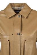 Madlen Woman Brown Oversize Leather Jacket | Derimod