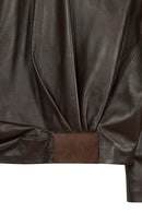 Como Woman Brown Oversize Leather Jacket | Derimod