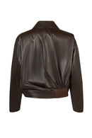 Como Woman Brown Oversize Leather Jacket | Derimod
