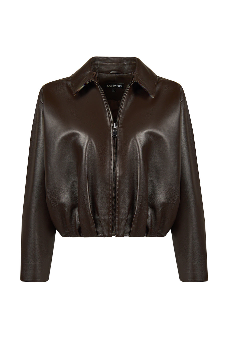 Como Woman Brown Oversize Leather Jacket
