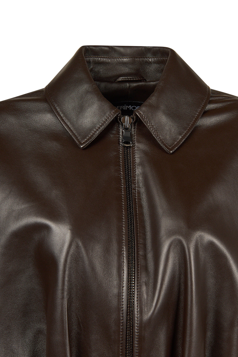 Como Woman Brown Oversize Leather Jacket