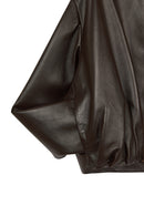 Como Woman Brown Oversize Leather Jacket | Derimod