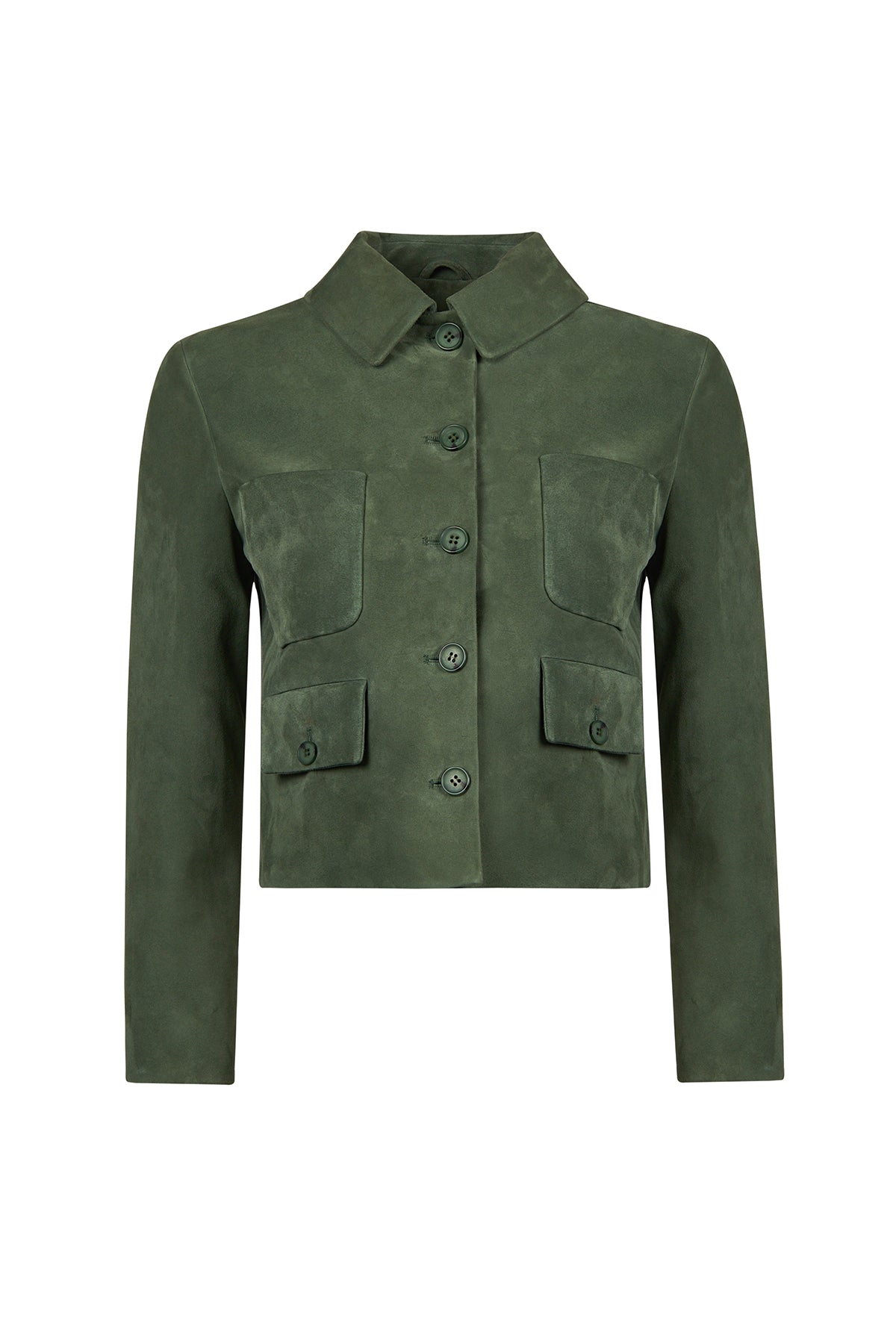 Cassandra Kadın Yeşil Slim-Fit Süet Deri Ceket 26SGD565010 | Derimod