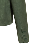 Cassandra Kadın Yeşil Slim-Fit Süet Deri Ceket | Derimod