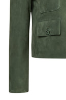 Cassandra Kadın Yeşil Slim-Fit Süet Deri Ceket | Derimod