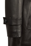 Evita Kadın Siyah Kemer Detaylı Deri Trençkot | Derimod