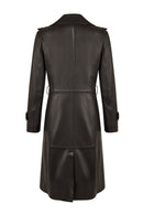 Evita Kadın Siyah Kemer Detaylı Deri Trençkot | Derimod