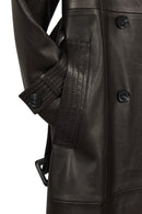 Evita Kadın Siyah Kemer Detaylı Deri Trençkot | Derimod