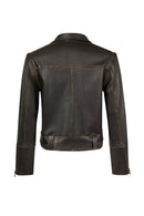 Nina Kadın Siyah Vintage Deri Ceket | Derimod