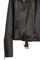 Nina Kadın Siyah Vintage Deri Ceket | Derimod