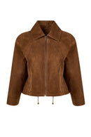 Miami Woman Brown Oversize Suede Leather Jacket | Derimod