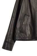 Miami Woman Black Oversize Short Leather Jacket | Derimod
