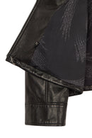 Miami Woman Black Oversize Short Leather Jacket | Derimod