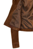 Dora Woman Brown Suede Leather Jacket | Derimod
