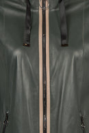 Marina Woman Green Oversize Leather Coat | Derimod