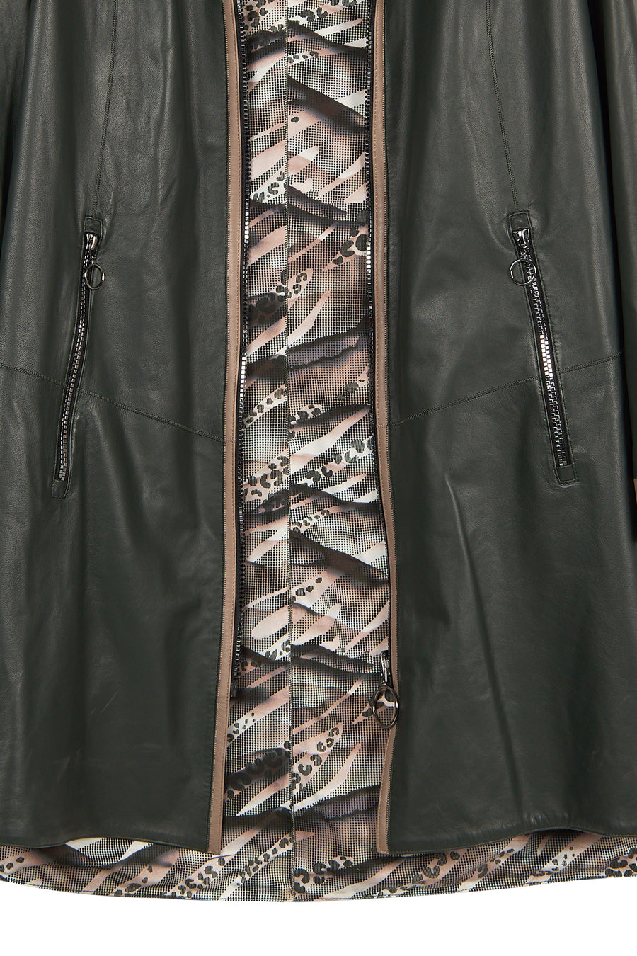 Marina Woman Green Oversize Leather Coat