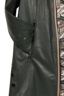 Marina Woman Green Oversize Leather Coat | Derimod