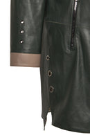 Marina Woman Green Oversize Leather Coat | Derimod