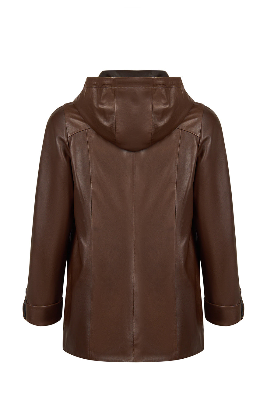 Selia Woman Brown Hooded Leather Coat