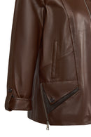 Selia Woman Brown Hooded Leather Coat | Derimod