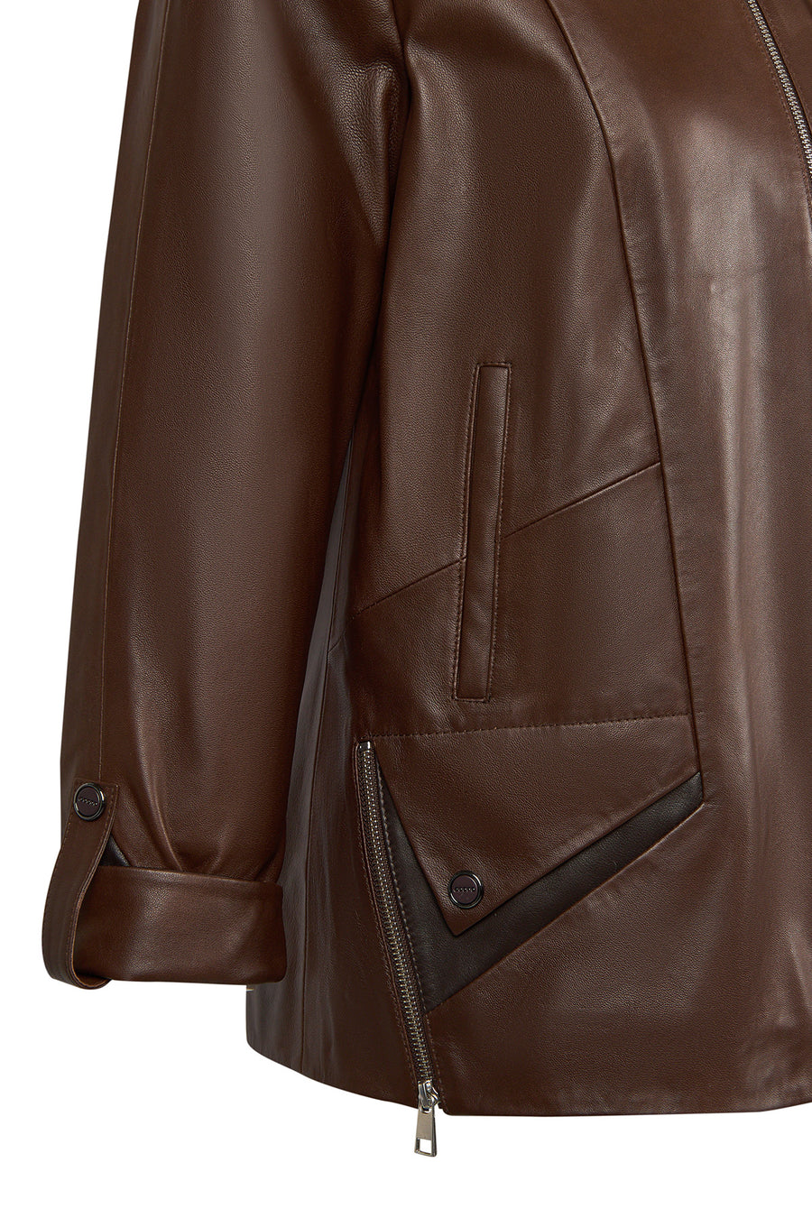 Selia Woman Brown Hooded Leather Coat
