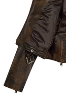 Newage Kadın Kahverengi Slim-Fit Biker Deri Ceket | Derimod