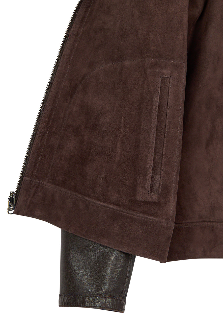 Clint Male Brown Mandarin Collar Double-Sided Suede Leather Jacket