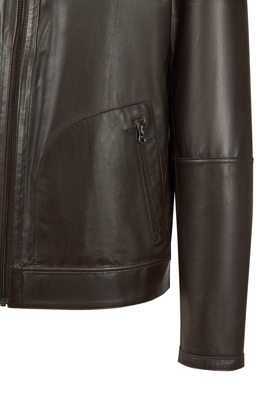 Clint Male Brown Mandarin Collar Double-Sided Suede Leather Jacket