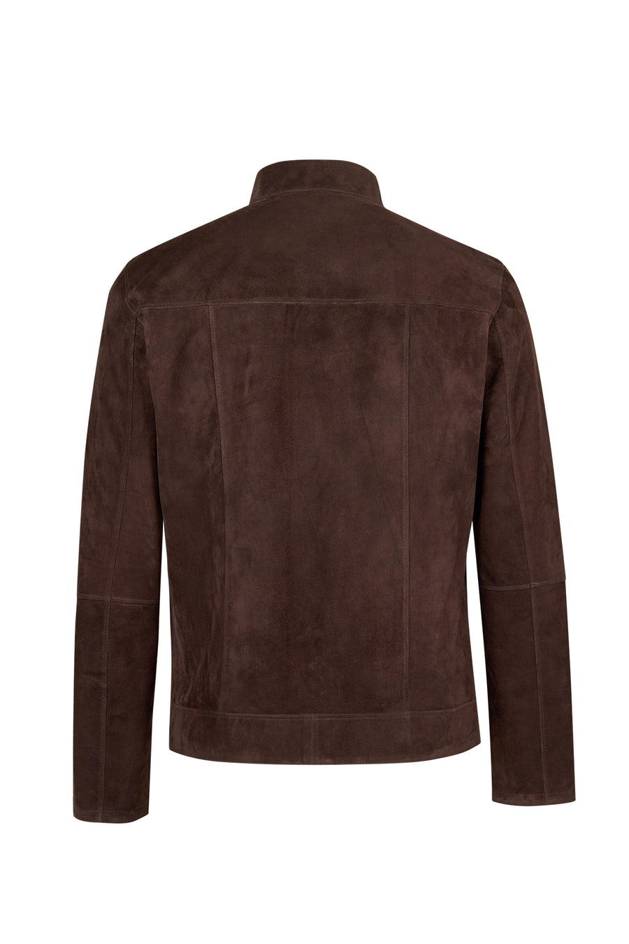 Clint Male Brown Mandarin Collar Double-Sided Suede Leather Jacket